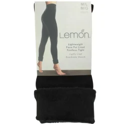 Women's Lemon Faux-Fur Lined Footless Tight M/L