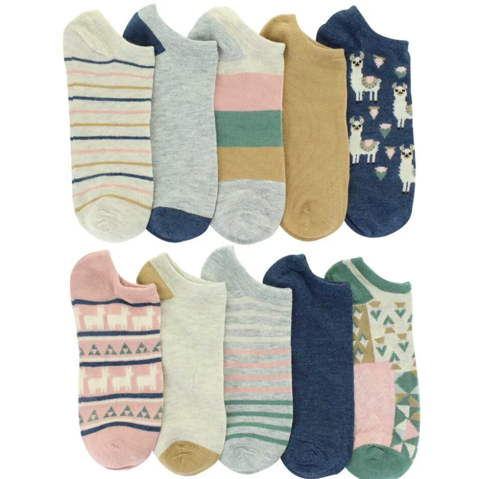 Women's Llama-Print No-Show Socks 10 For $10